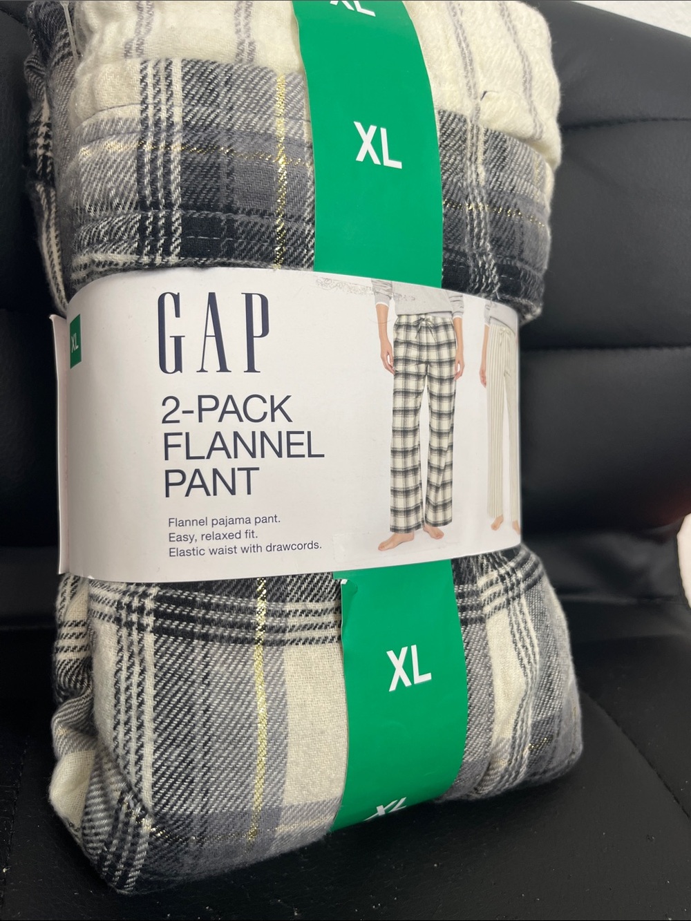 GAP XL 2-Pack Flannel Pajama Pants in Black, White, Gray - Picture 5 of 5